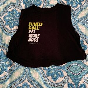Sz S Cropped “Pet More Dogs” Muscle Tank